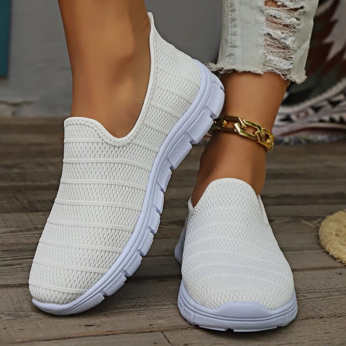 Womens Slip On Mesh Sneakers Summer Casual Lightweight Walking Loafers With Soft Sole And Breathabl 5