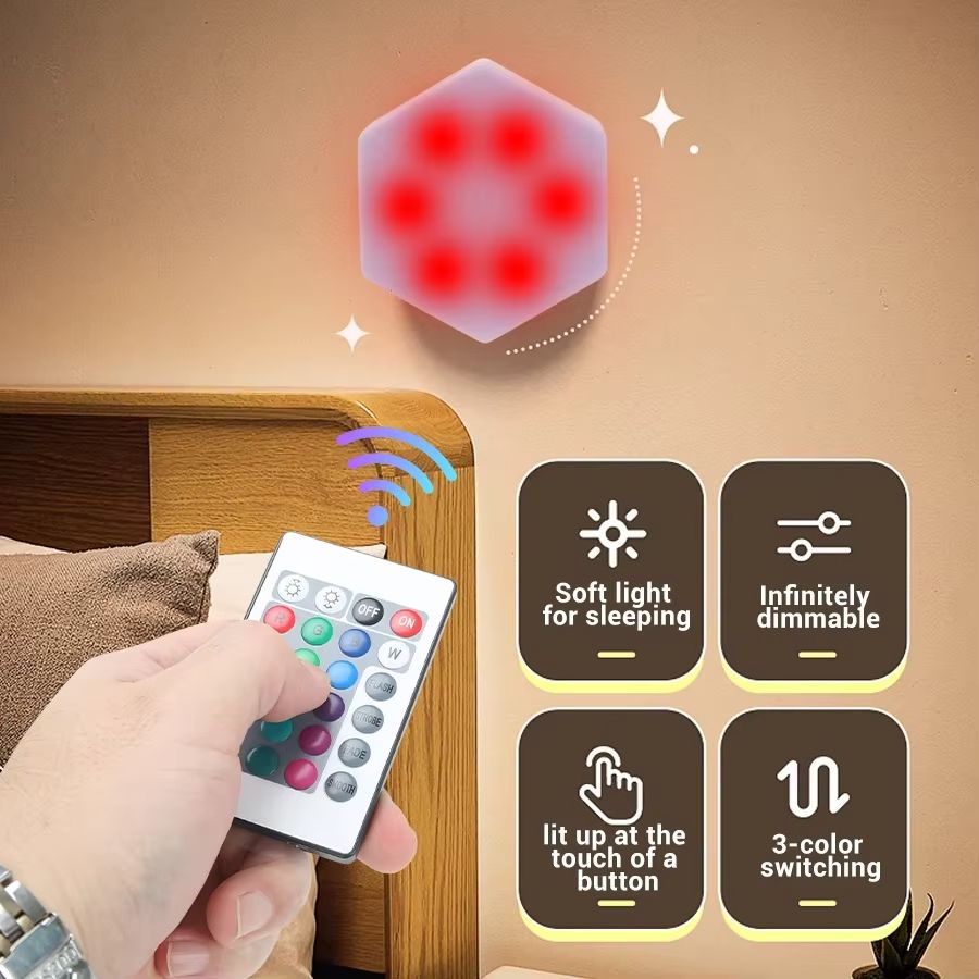 Modular Touch Control Honeycomb LED Wall Lights  6Piece Set 1