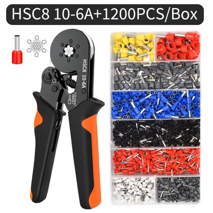 Hexagonal Ratchet Ferrule Crimping Tool Kit With Wire Terminals And Ferrule Sleeves 12
