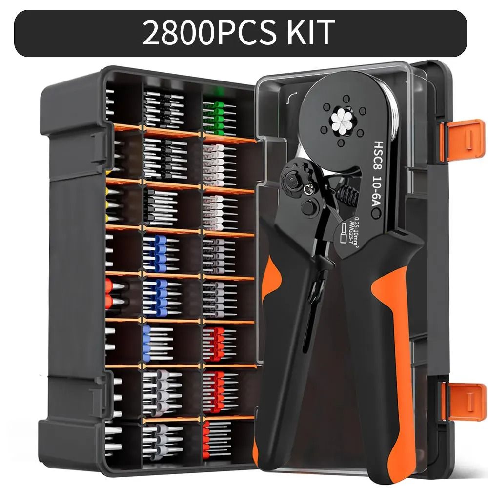 Hexagonal Ratchet Ferrule Crimping Tool Kit With Wire Terminals And Ferrule Sleeves 15