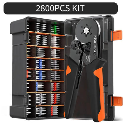 Hexagonal Ratchet Ferrule Crimping Tool Kit With Wire Terminals And Ferrule Sleeves 15