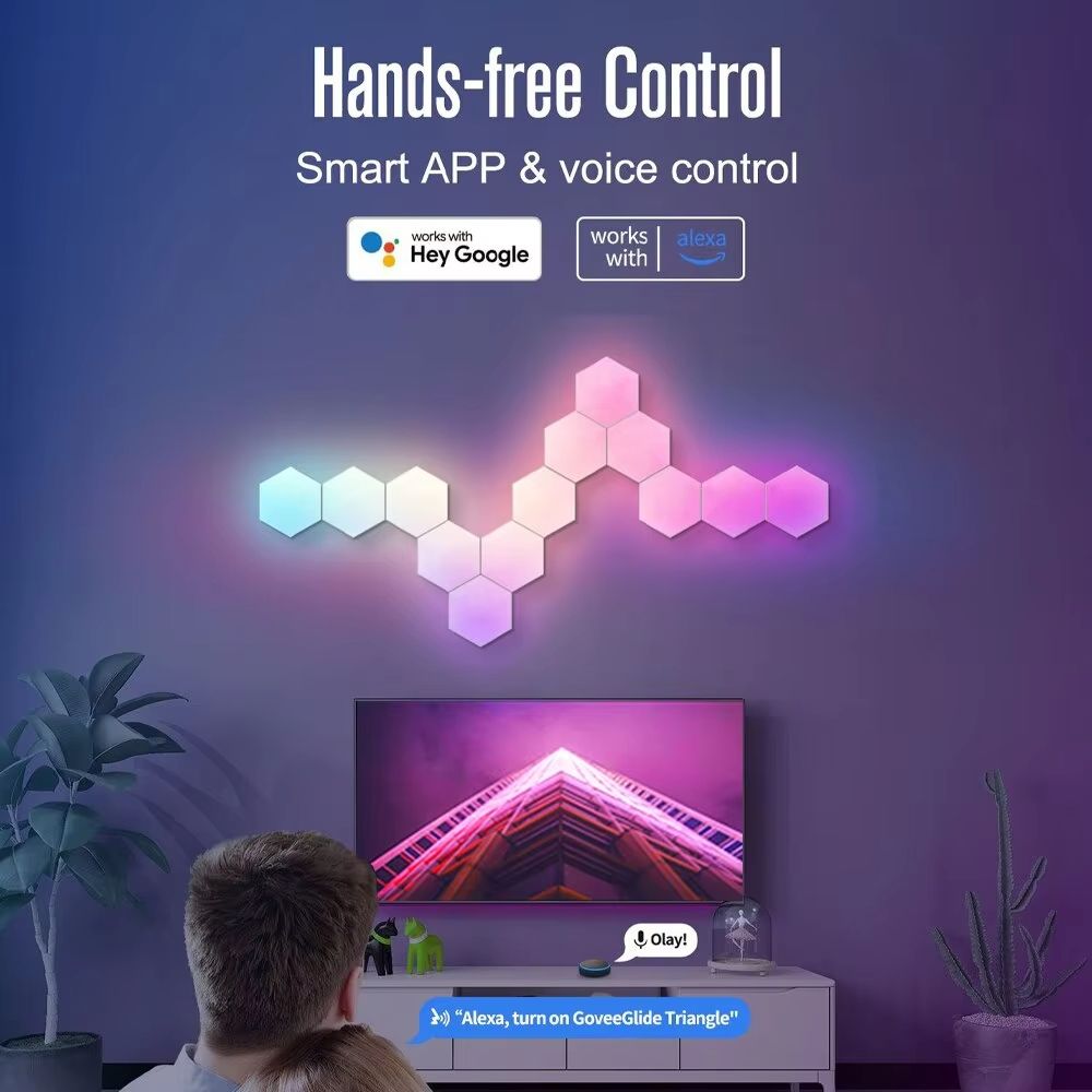 RGB Smart Hexagonal Wall Light Panels  Music Sync App Control  DIY Layout For Ambient Lighting 2