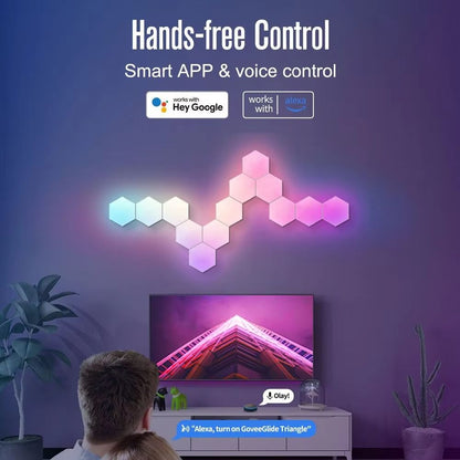 RGB Smart Hexagonal Wall Light Panels  Music Sync App Control  DIY Layout For Ambient Lighting 2