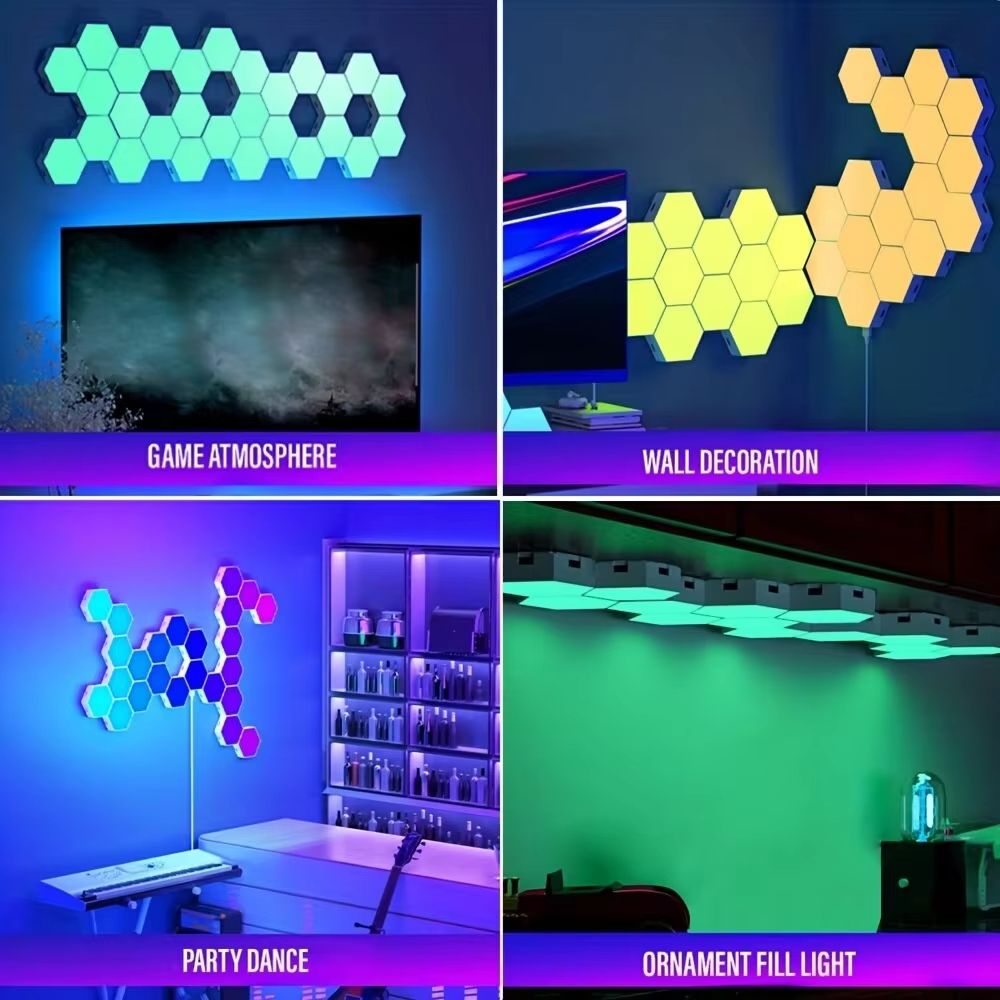 RGB Smart Hexagonal Wall Light Panels  Music Sync App Control  DIY Layout For Ambient Lighting 5