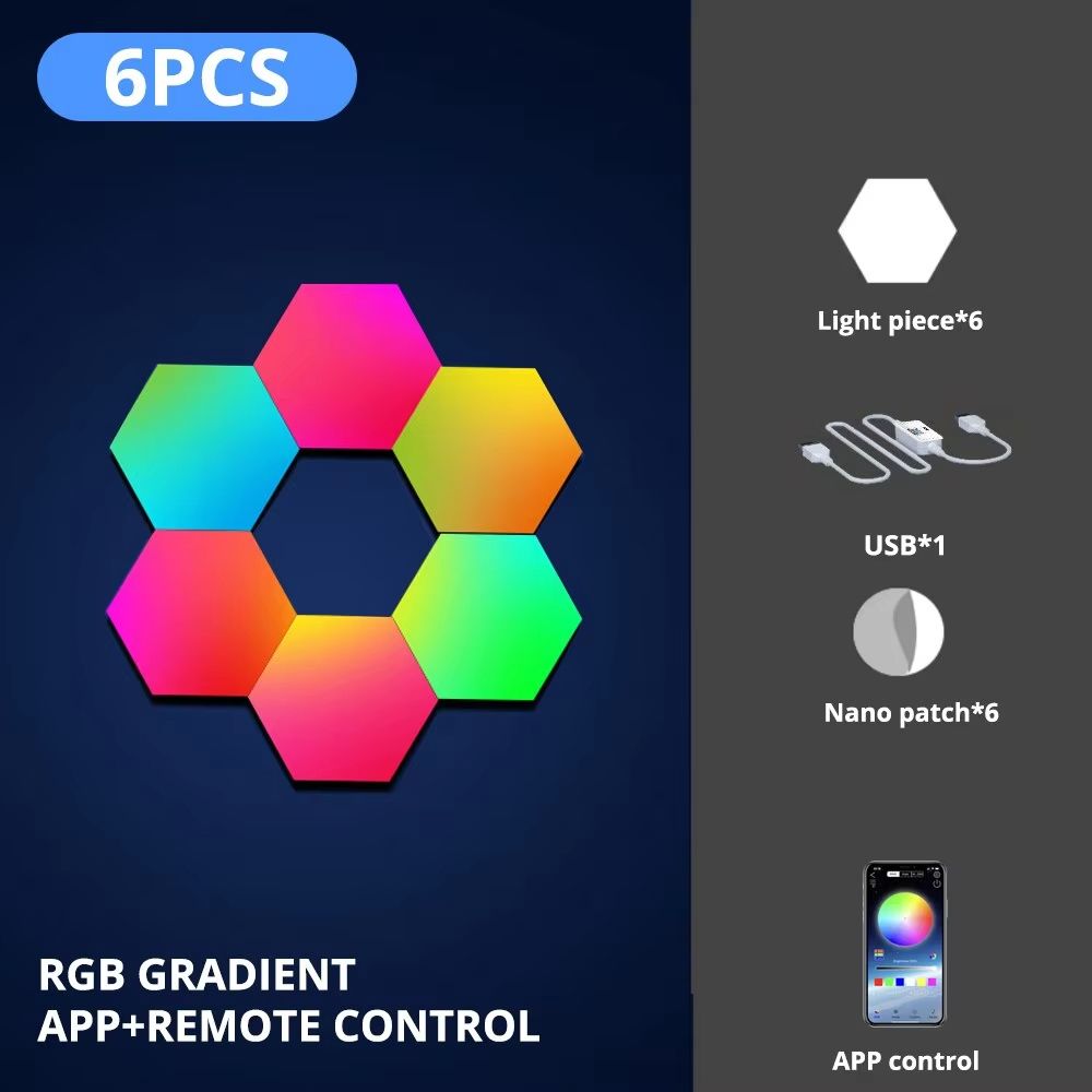 RGB Smart Hexagonal Wall Light Panels  Music Sync App Control  DIY Layout For Ambient Lighting 7