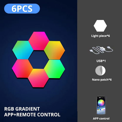 RGB Smart Hexagonal Wall Light Panels  Music Sync App Control  DIY Layout For Ambient Lighting 7