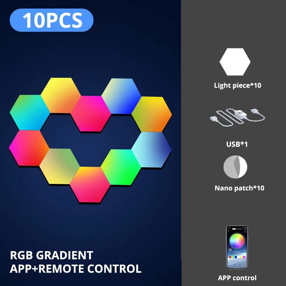 RGB Smart Hexagonal Wall Light Panels  Music Sync App Control  DIY Layout For Ambient Lighting 8