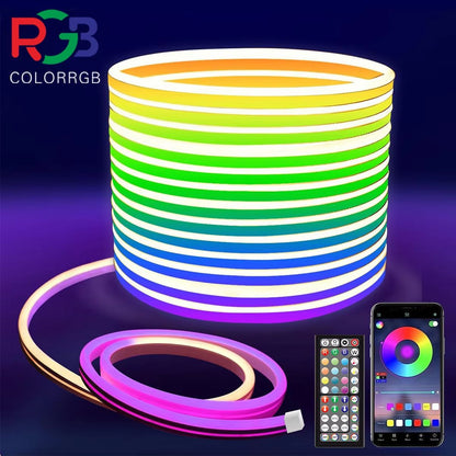 Flexible RGB Neon LED Rope Lights – Smart Strip Lighting with App & Remote Control for Bedrooms & Decor