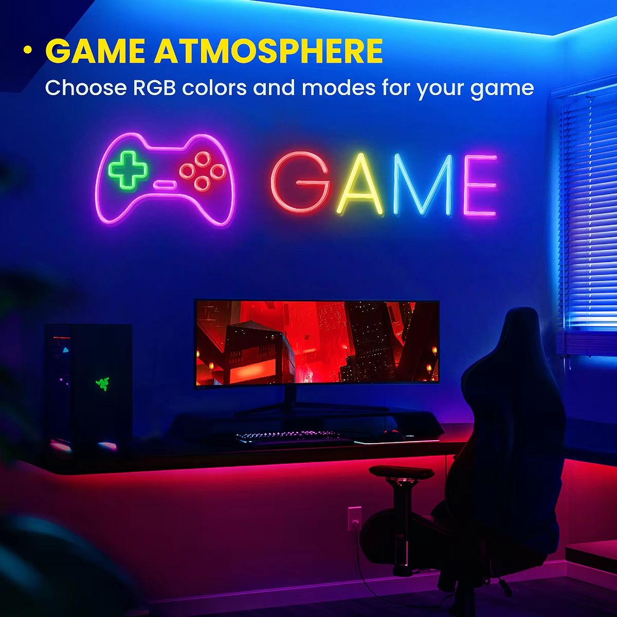Flexible RGB Neon LED Rope Lights  Smart Strip Lighting With App  Remote Control For Bedrooms  Deco 1