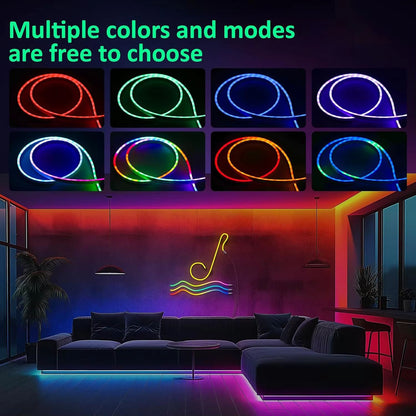Flexible RGB Neon LED Rope Lights  Smart Strip Lighting With App  Remote Control For Bedrooms  Deco 4