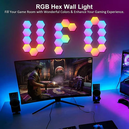 RGB Bluetooth Hexagon Wall Lights  App  Remote Controlled Modular LED Panels For Bedroom  Gaming De 1