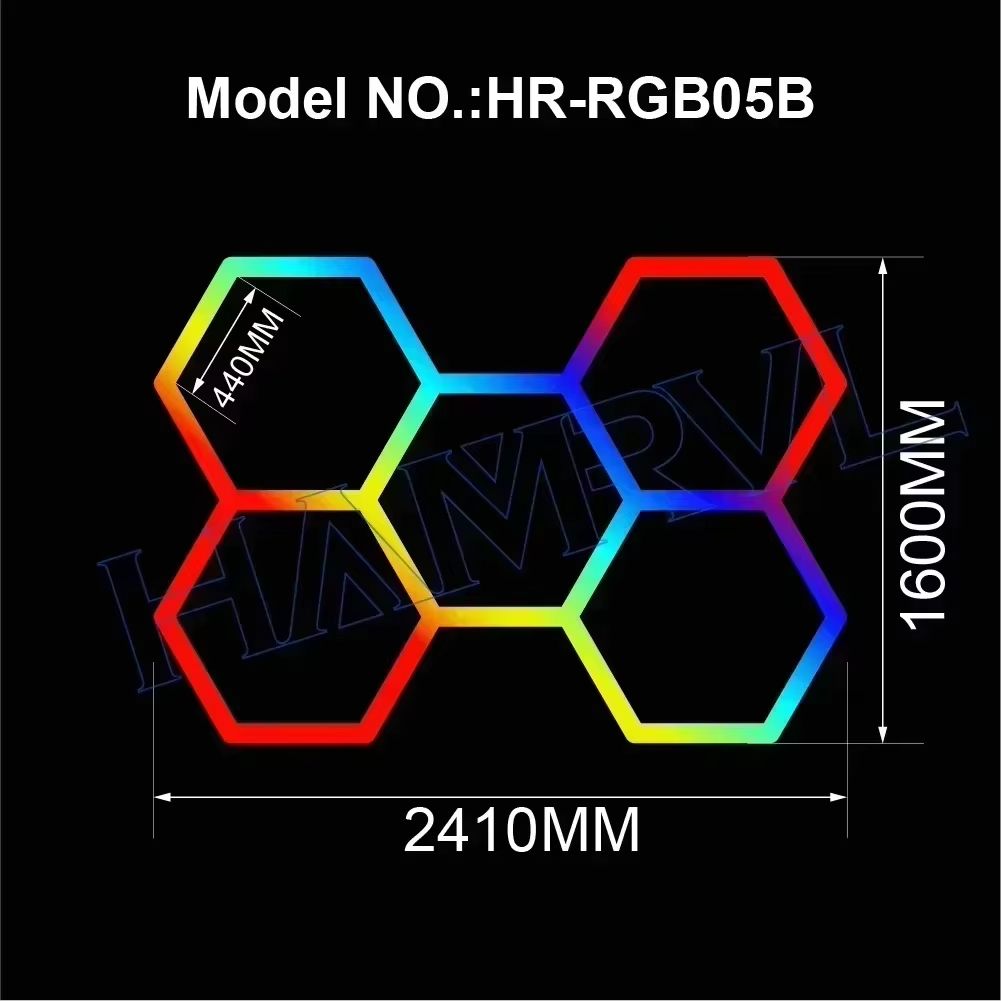 RGB Hexagon LED Garage Ceiling Light  Music Sync Panel Lighting For Gym Game Room  Events 10