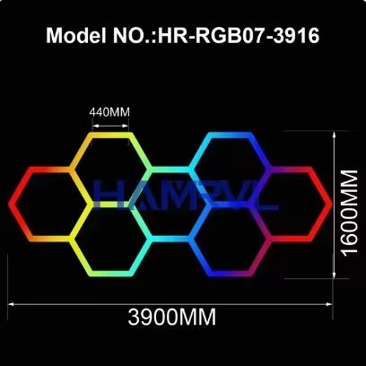 RGB Hexagon LED Garage Ceiling Light  Music Sync Panel Lighting For Gym Game Room  Events 12