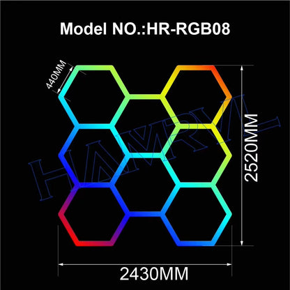 RGB Hexagon LED Garage Ceiling Light  Music Sync Panel Lighting For Gym Game Room  Events 13