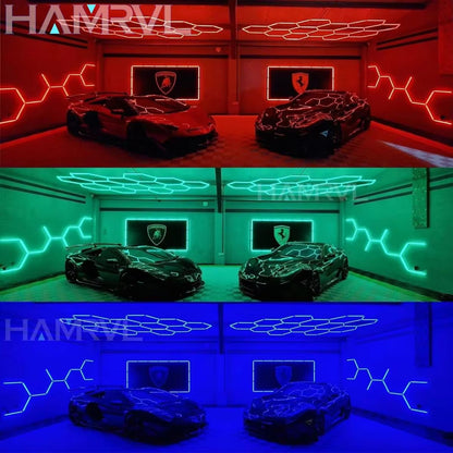RGB Hexagon LED Garage Ceiling Light  Music Sync Panel Lighting For Gym Game Room  Events 1