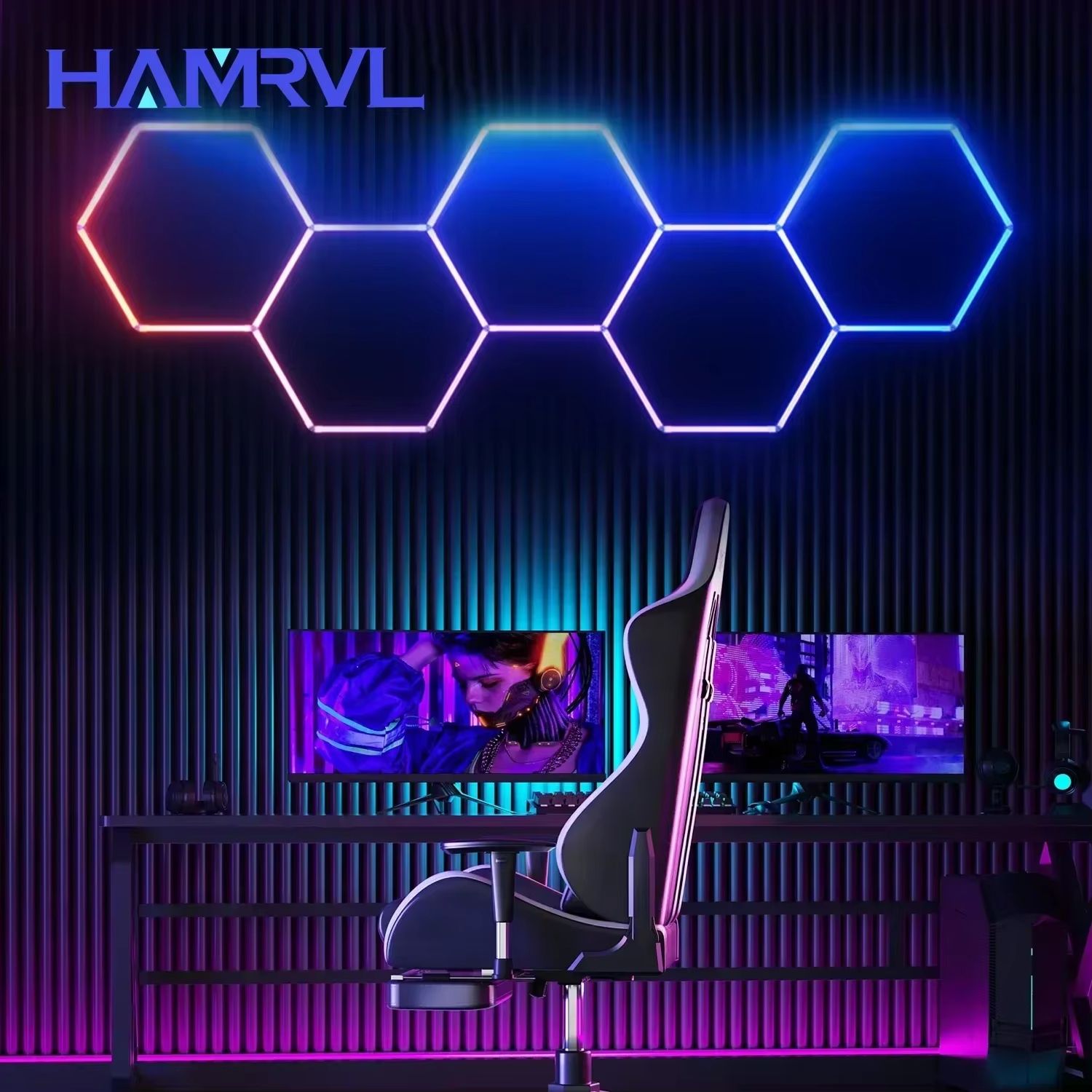 RGB Hexagon LED Garage Ceiling Light  Music Sync Panel Lighting For Gym Game Room  Events 4