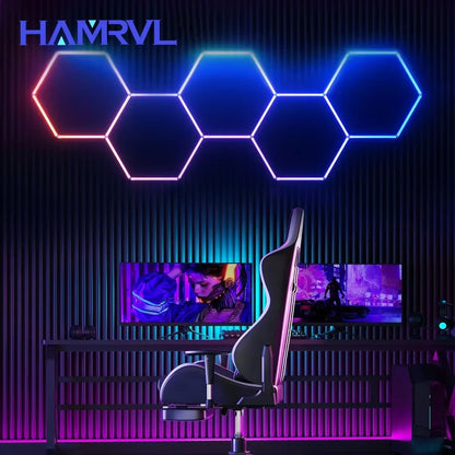 RGB Hexagon LED Garage Ceiling Light  Music Sync Panel Lighting For Gym Game Room  Events 4