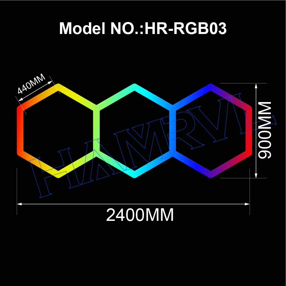 RGB Hexagon LED Garage Ceiling Light  Music Sync Panel Lighting For Gym Game Room  Events 8