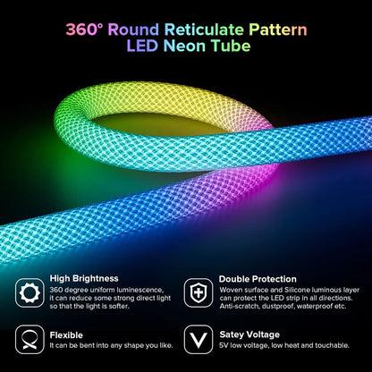 WS2812B 360 Addressable Neon LED Strip  Smart RGB Pixel Light With Reticulate Round Design IP67 5V  2