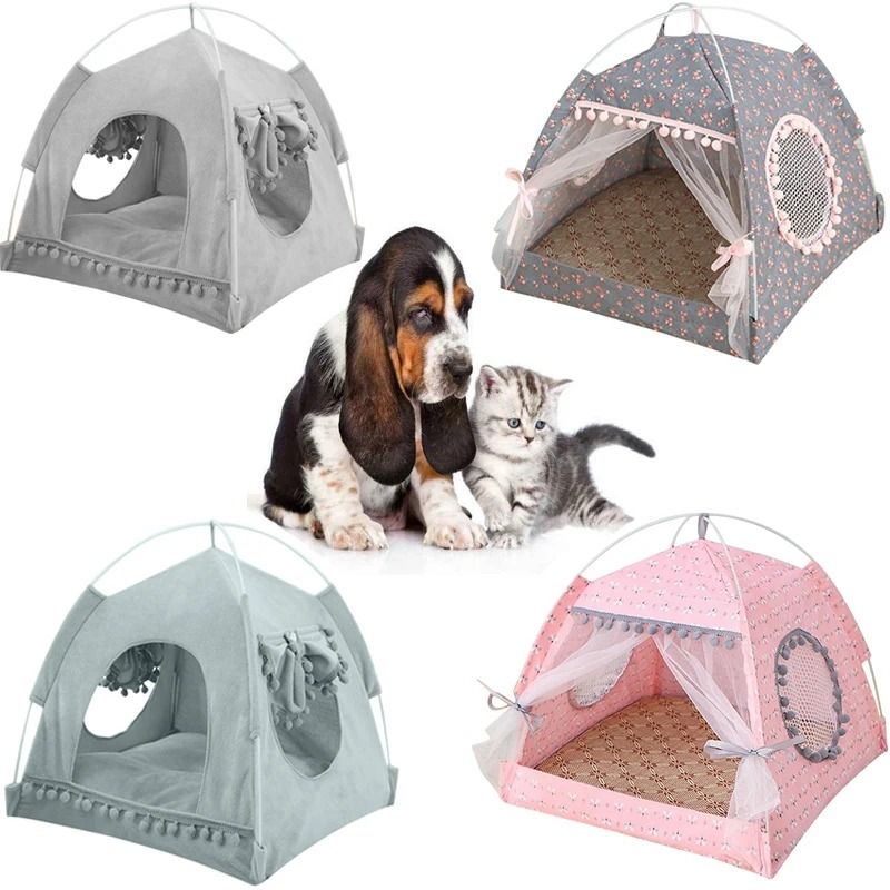 Foldable Cat Tent Bed for Small Pets with Breathable Summer Design