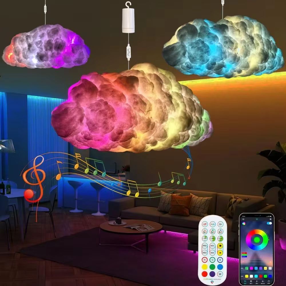 DIY Thunder Cloud LED Ceiling Light – Music Sync RGB Storm Effect Lighting Kit for Gaming Rooms & Decor