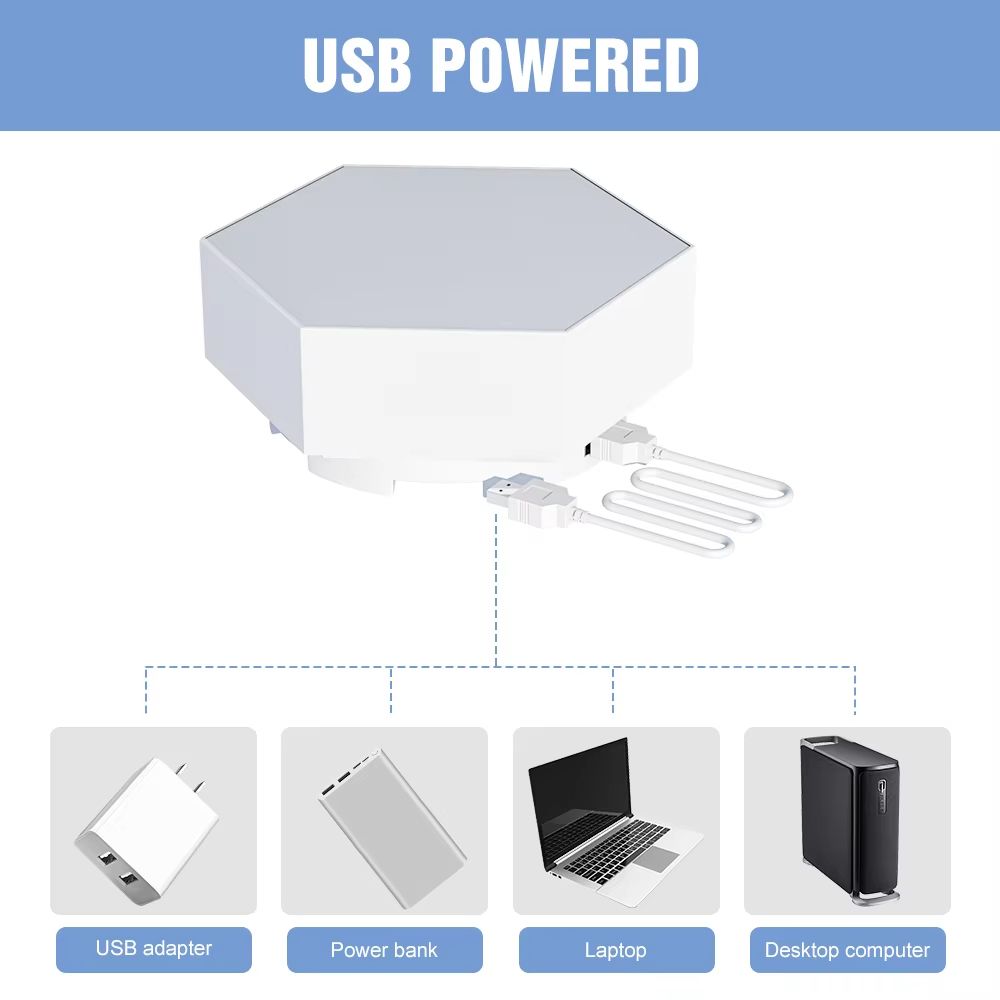 Modular Hexagon LED Wall Lights  USBPowered Touch Dimming Night Light Panels For Bedroom  Creative  4