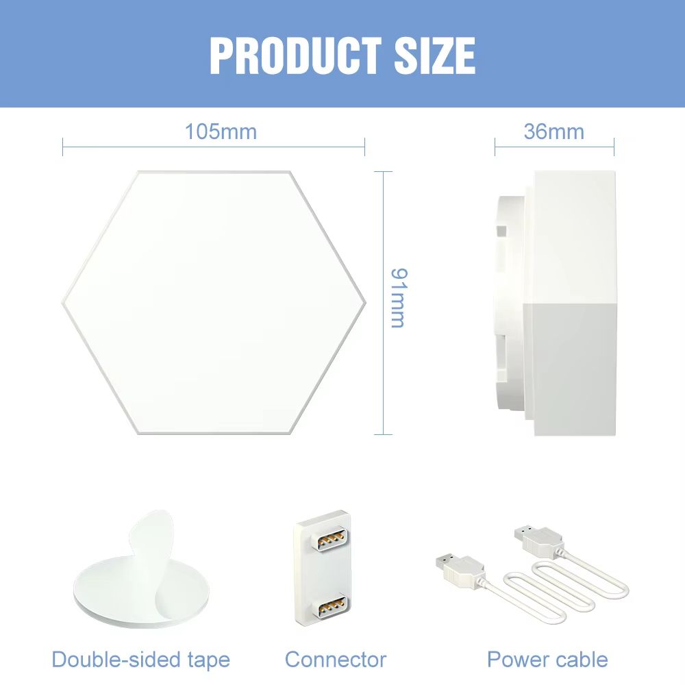 Modular Hexagon LED Wall Lights  USBPowered Touch Dimming Night Light Panels For Bedroom  Creative  5