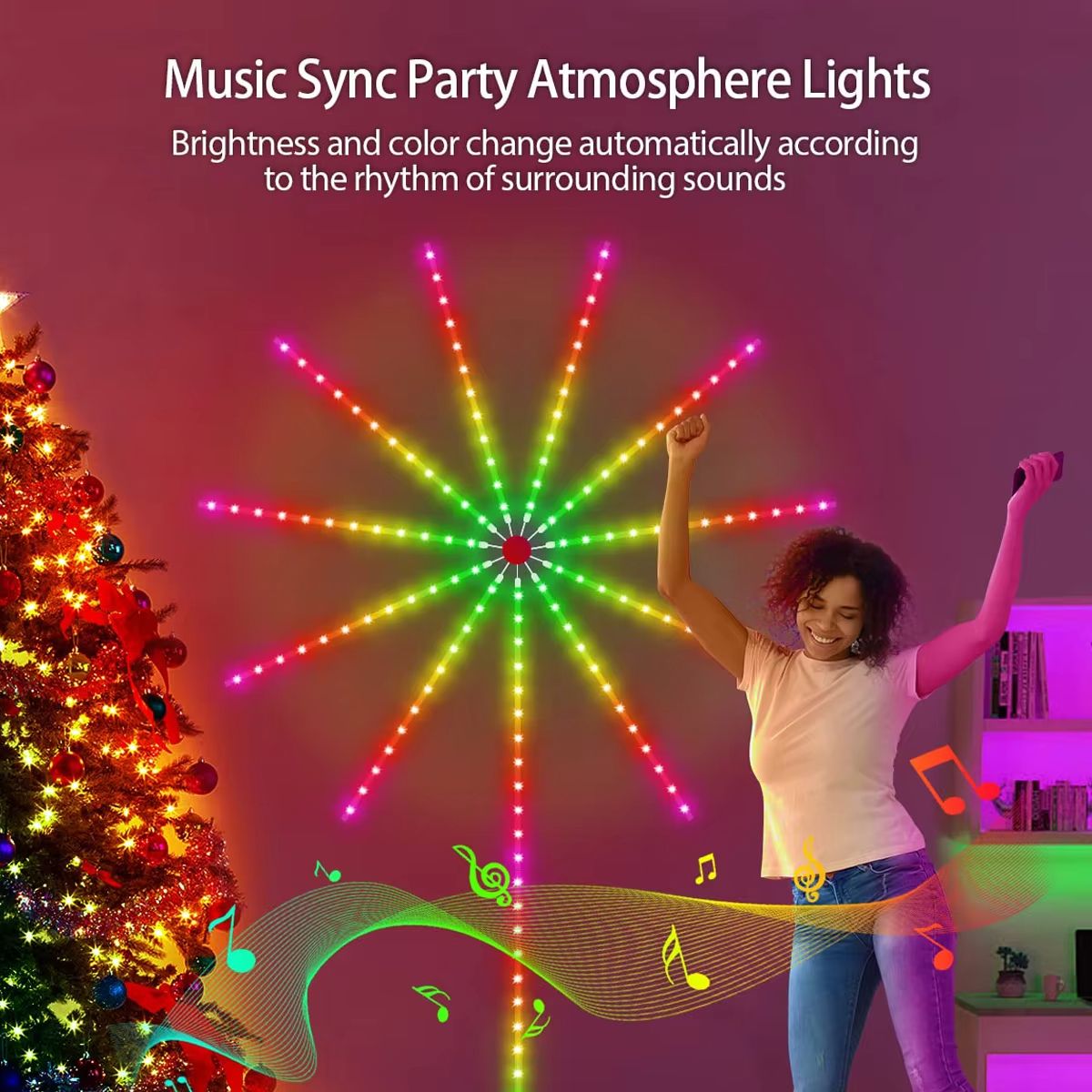 RGBIC Firework LED Strip Lights  Bluetooth App Controlled Neon Light With USB Power And Music Sync  1