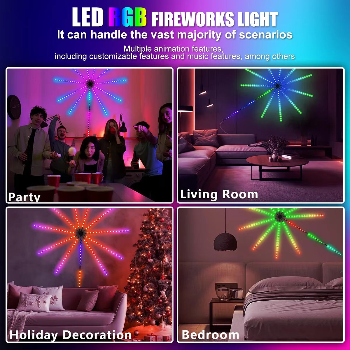 RGBIC Firework LED Strip Lights  Bluetooth App Controlled Neon Light With USB Power And Music Sync  5