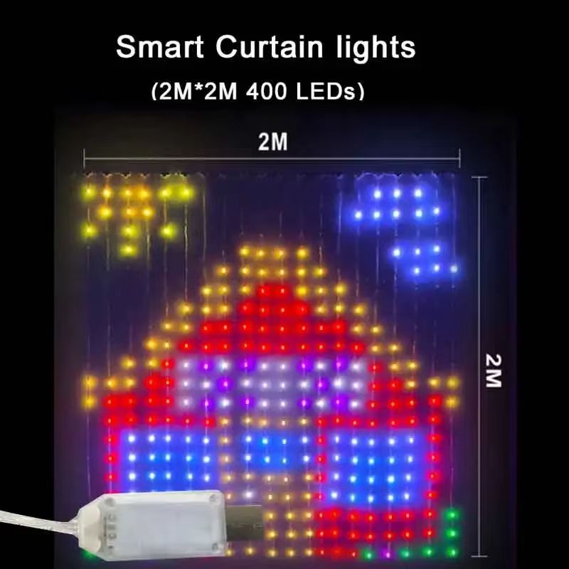 400LED Smart Curtain String Lights  RGB Bluetooth AppControlled Fairy Lights With Music Sync For Be 6