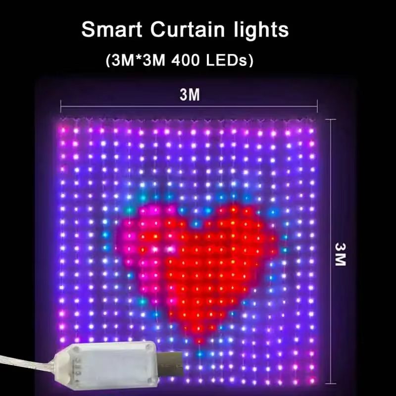 400LED Smart Curtain String Lights  RGB Bluetooth AppControlled Fairy Lights With Music Sync For Be 7