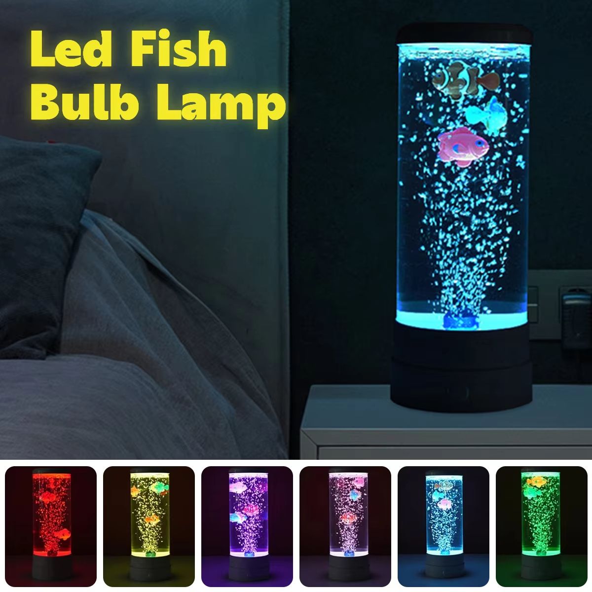 LED ColorChanging Fish Lamp  Simulated Aquarium Bubble Night Light For Desk  Bedroom Decor 3