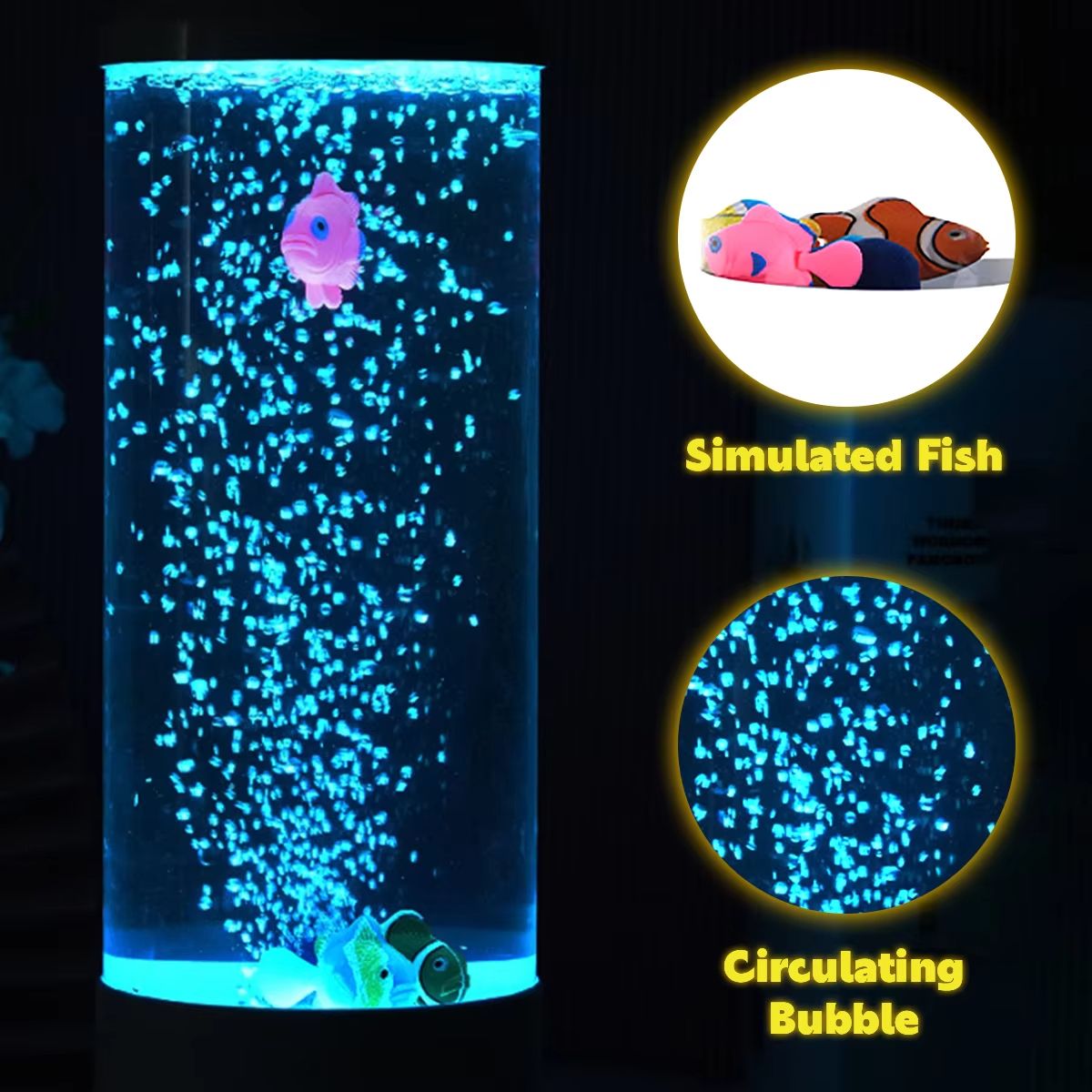 LED ColorChanging Fish Lamp  Simulated Aquarium Bubble Night Light For Desk  Bedroom Decor 5