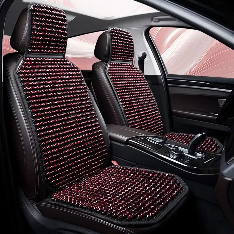 Wooden Bead Car Seat Cushion – Universal Cooling & Breathable Cover with Non-Slip Base, Available in 5 Colors
