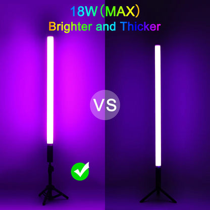LUXCEO RGB Mood Light Sticks  2Piece Set With Tripods For Home Party And Studio Background Lighting 3