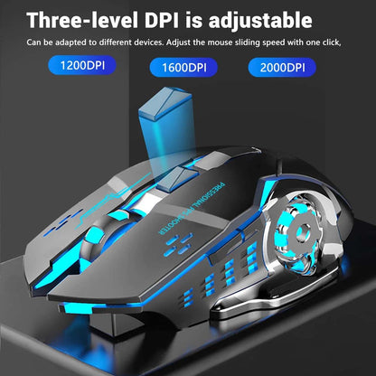 Wireless Xiaomi Bluetooth Gaming Mouse 2.4G Ergonomic Rechargeable, Silent Office Mouse, RGB Backlight for E Sports