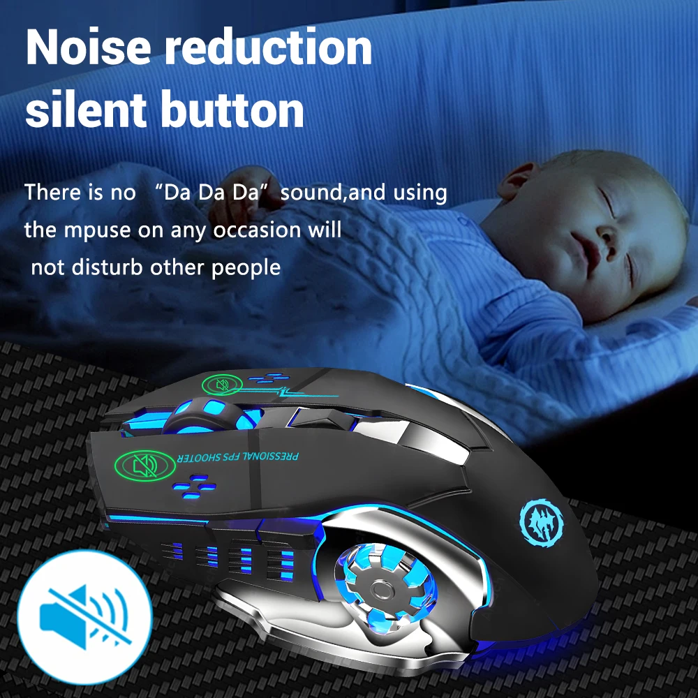 Wireless Xiaomi Bluetooth Gaming Mouse 2.4G Ergonomic Rechargeable, Silent Office Mouse, RGB Backlight for E Sports