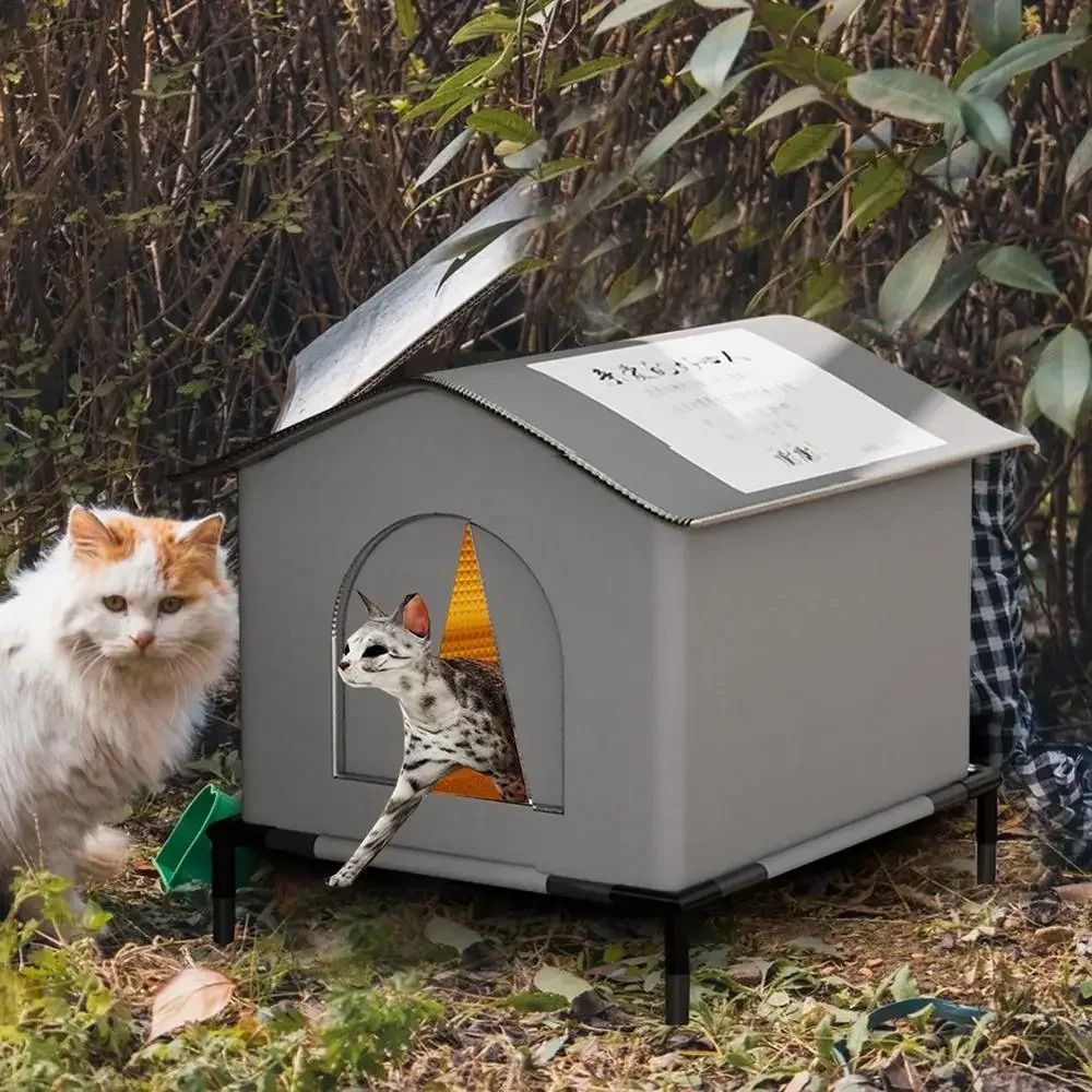 Outdoor Waterproof Cat House for Winter Shelter and Comfort