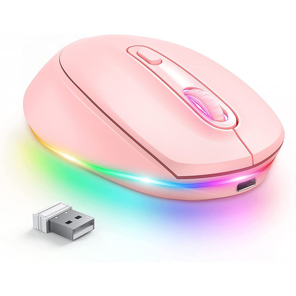 Rechargeable RGB Wireless Gaming Mouse, Quiet Click, Portable Ergonomic LED Mouse for Laptop, Office, Home Use