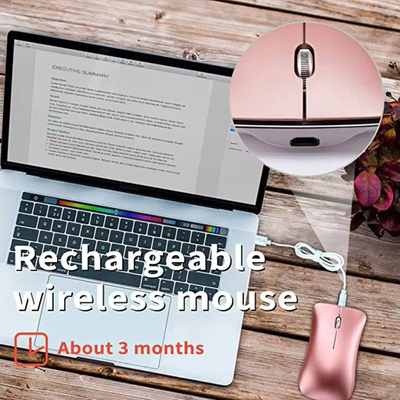Ultra Thin Aluminum Gaming Wireless Mouse, Bluetooth, Three Mode Mute Mouse, Silent Rechargeable Laptop Mouse
