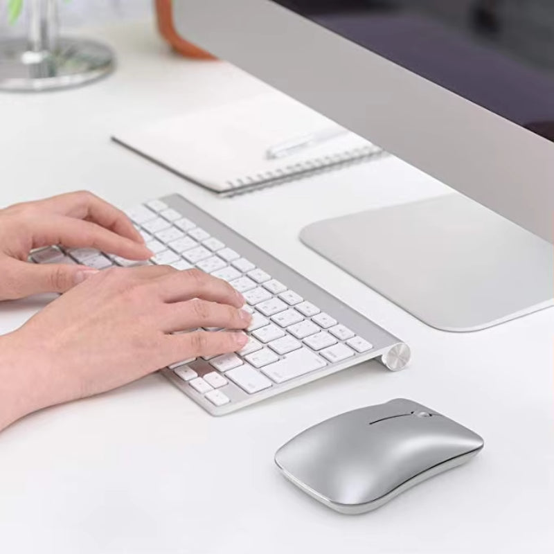 Ultra Thin Aluminum Gaming Wireless Mouse, Bluetooth, Three Mode Mute Mouse, Silent Rechargeable Laptop Mouse