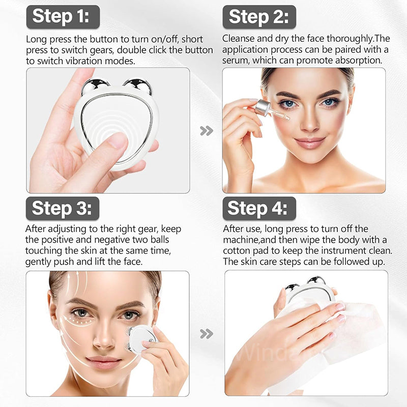 Facial Microcurrent Roller EMS Face Lifting Machine Beauty Charging Device Skin Tightening Rejuvena 2