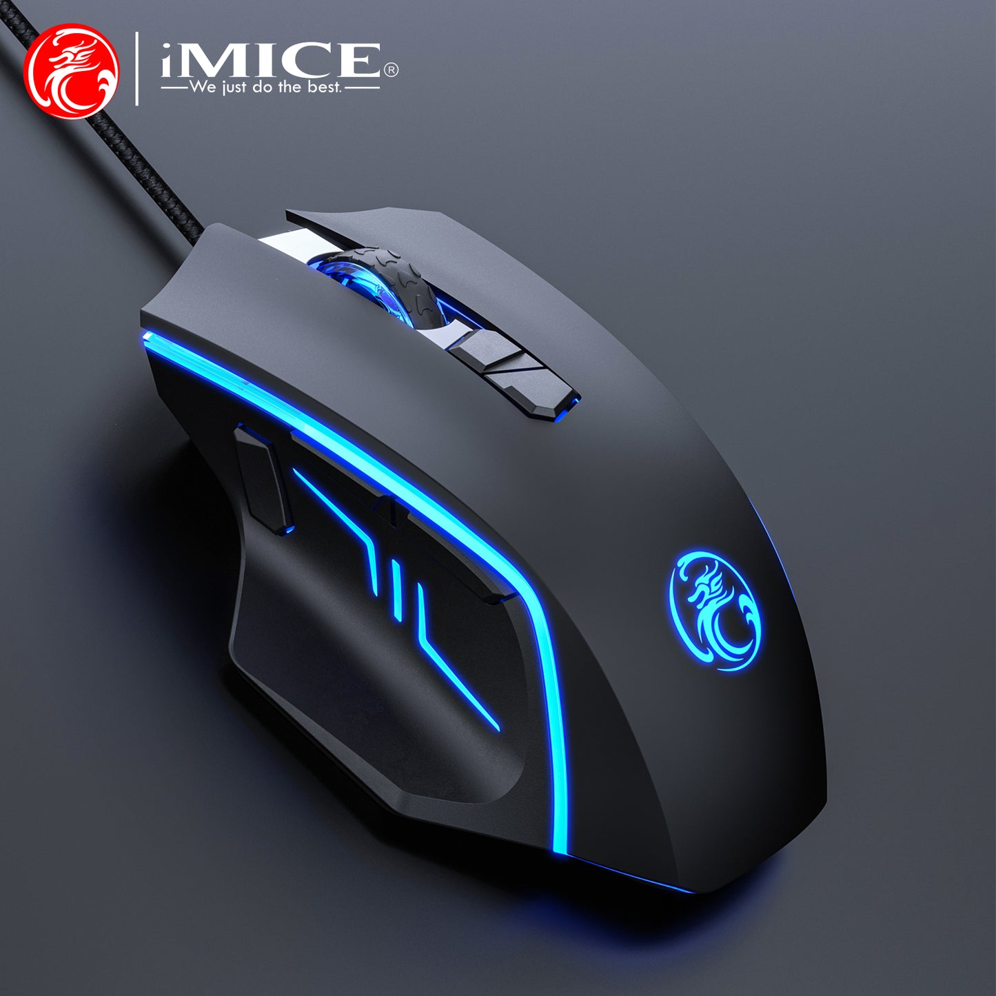 High Precision USB Gaming Mouse Backlit Wired Optical Mice, DPI Adjustable, 8 Button Mouse for Office and Laptop Use