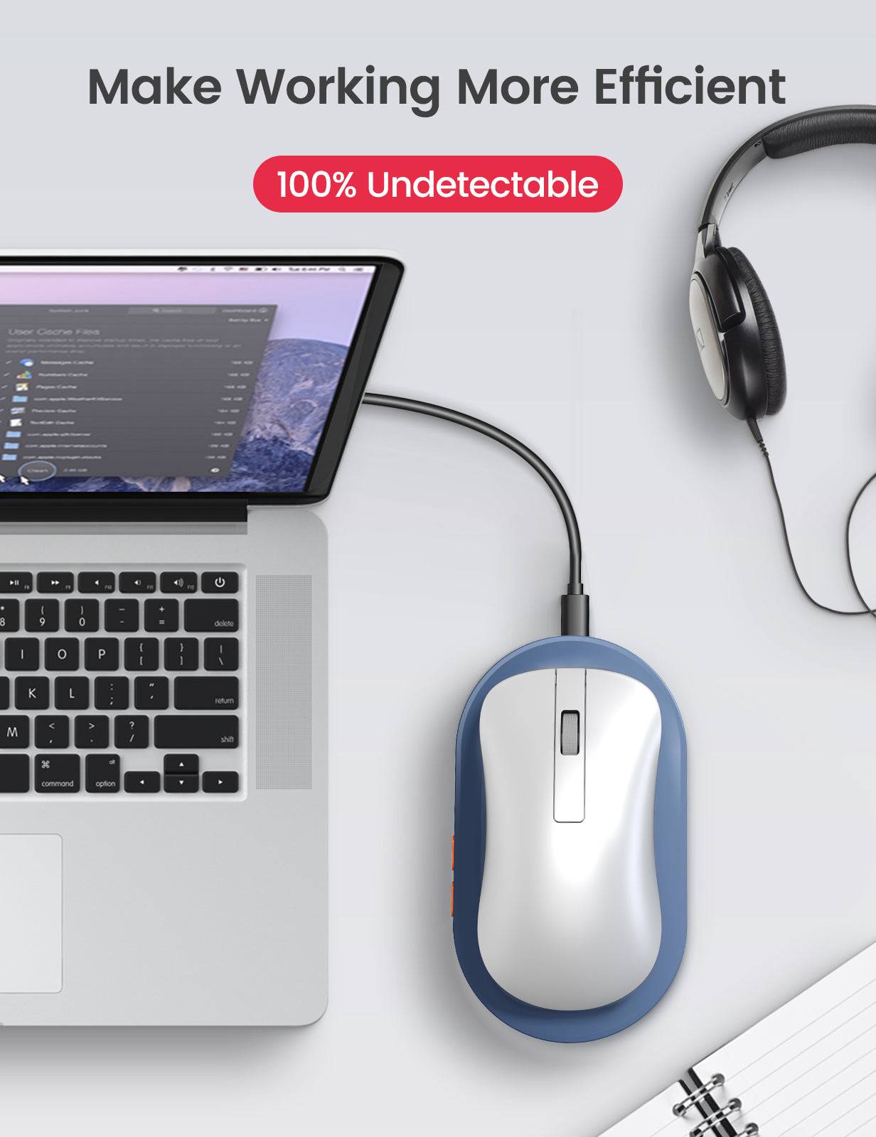 Vaydeer Mouse Jiggler with Power Adapter, ON Off Switch Mouse Mover, Driver Free Undetectable Movement Device