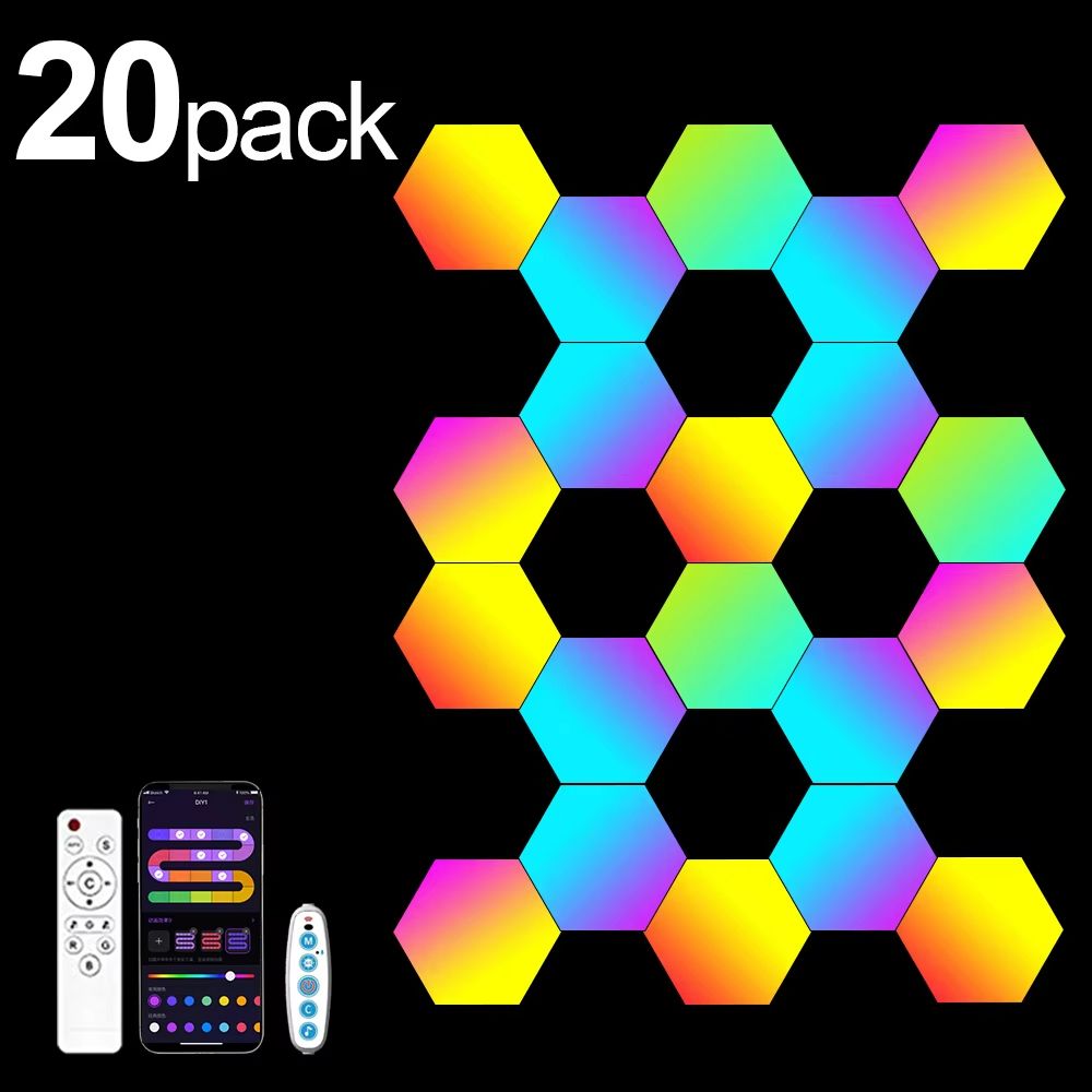 RGB Hexagon Smart Wall Lamp With Music Sync And Color Changing Effects 6