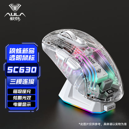 Transparent Gaming Mouse 3Mode Wireless Bluetooth Light Sound Mouse With Charging Base For Laptop P 4