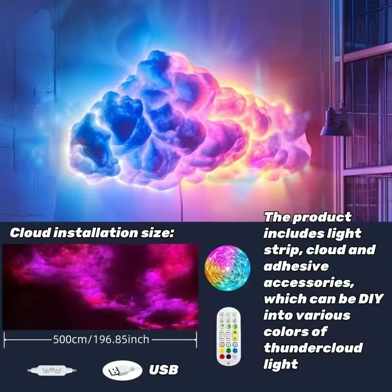 DreamCloud Pro DIY RGBIC LED Cloud Ceiling Light Strip 1