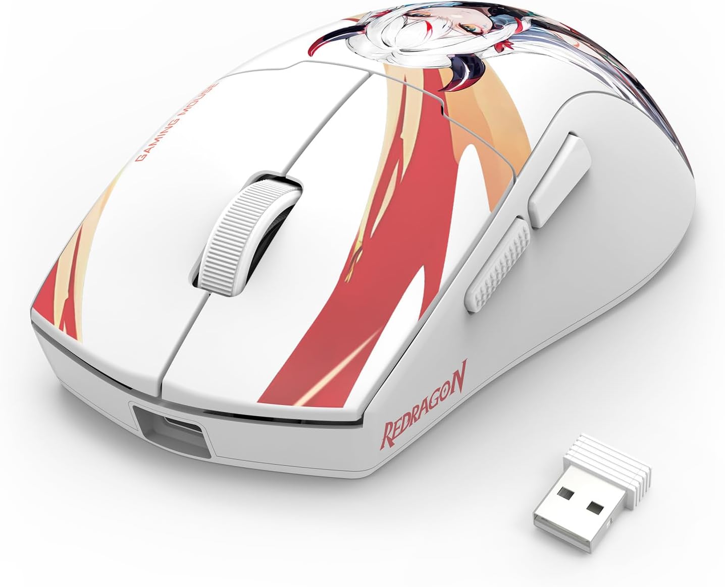 Redragon Wireless Gaming Mouse, 3 Mode, 26K DPI Sensor, Lightweight 55G Build, Ergonomic Natural Grip, White