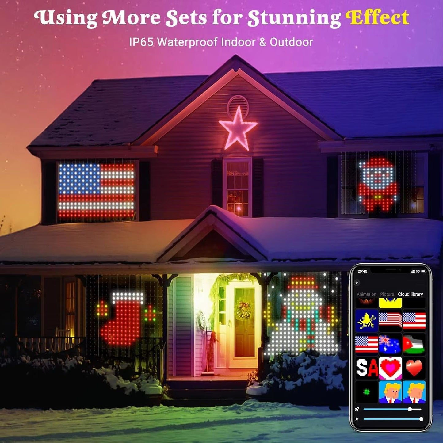 Smart 400 LED Music Sync Curtain Fairy Lights  App Remote RGB Color Changing Curtain Lights 3