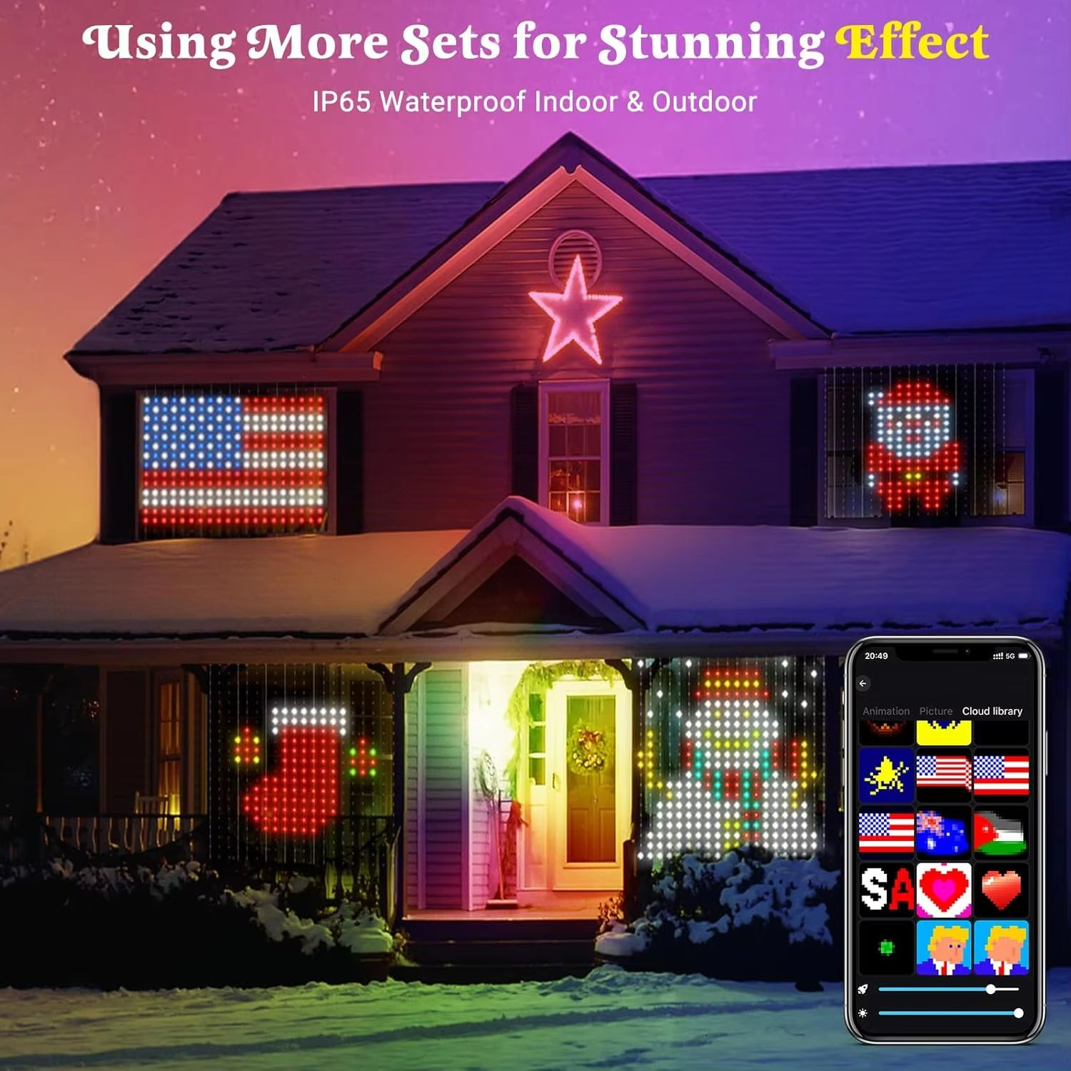Smart 400 LED Music Sync Curtain Fairy Lights  App Remote RGB Color Changing Curtain Lights 3